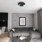 Plafondlamp gepoedercoat staal modern zwart, Ø 30 cm, met 2 lichtpunten voor woonkamer, slaapkamer en hal