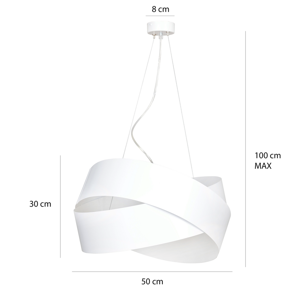 Hanglamp gepoedercoat staal Vieno wit, minimalistisch geometrisch ontwerp, 2 x E27, 50 cm breed
