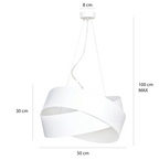Hanglamp gepoedercoat staal Vieno wit, minimalistisch geometrisch ontwerp, 2 x E27, 50 cm breed