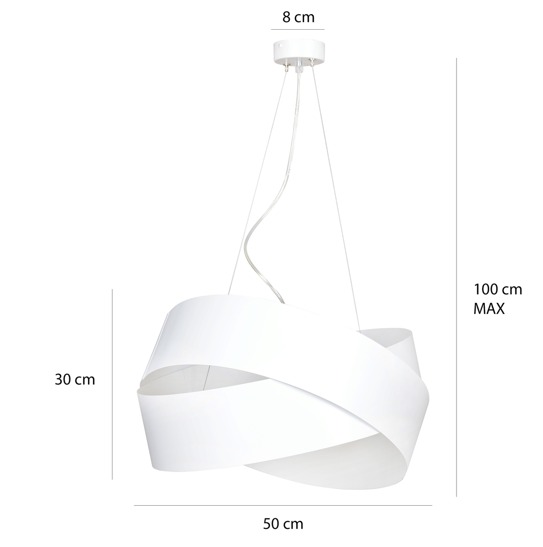 Hanglamp gepoedercoat staal Vieno wit, minimalistisch geometrisch ontwerp, 2 x E27, 50 cm breed