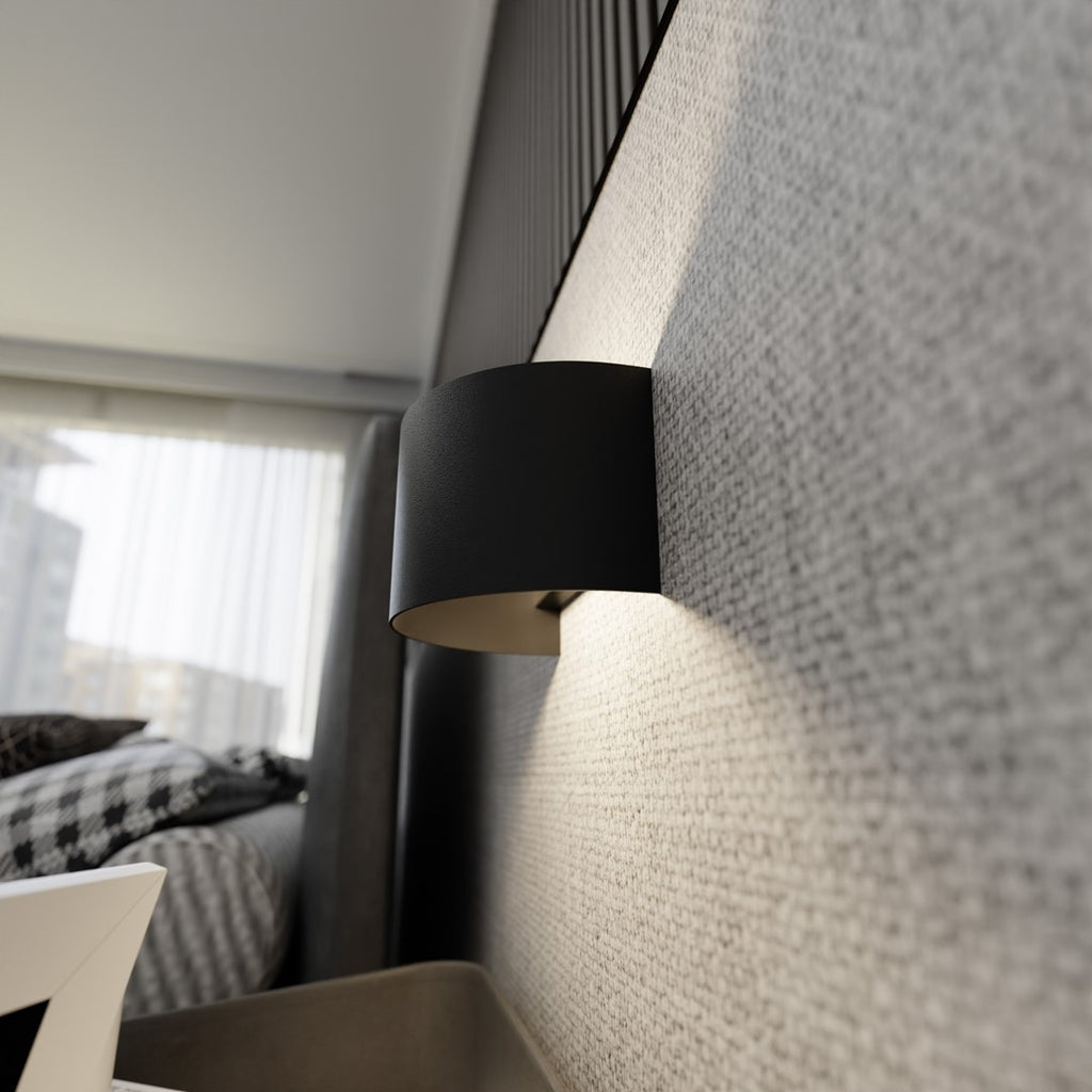 Wandlamp Fold gepoedercoat staal modern zwart 20 x 14 cm, G9 fitting voor trap, gang en entree
