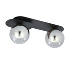 Plafondlamp gepoedercoat staal en glas Plaza 2 lichts, modern, zwart met grafiet glazen kappen, 45 cm