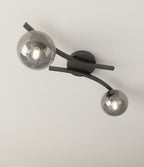 Plafondlamp gepoedercoat staal en glas Opus modern, zwart met grafiet kappen, 2 lichts, E14