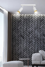 Plafondlamp gepoedercoat staal Hiro modern wit en goud, 2 spots met GU10-fitting, 30 cm breed