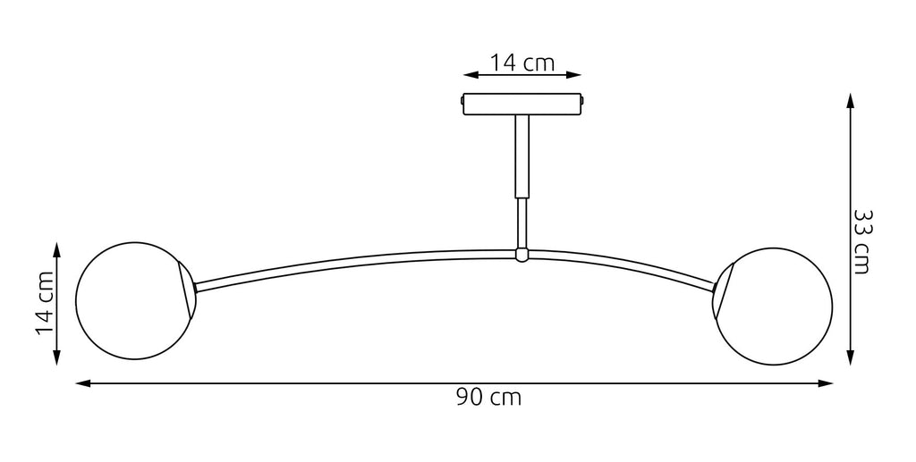 Plafondlamp gepoedercoat staal modern Pregos beige met amber glas, 60 cm, 2 lichtpunten voor woonkamer