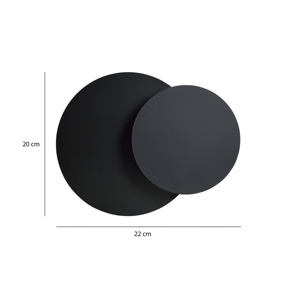 Wandlamp gepoedercoat staal en multiplex Cirkel zwart, Scandinavisch, 22 x 20 cm, G9 led, woonkamer, slaapkamer of hal