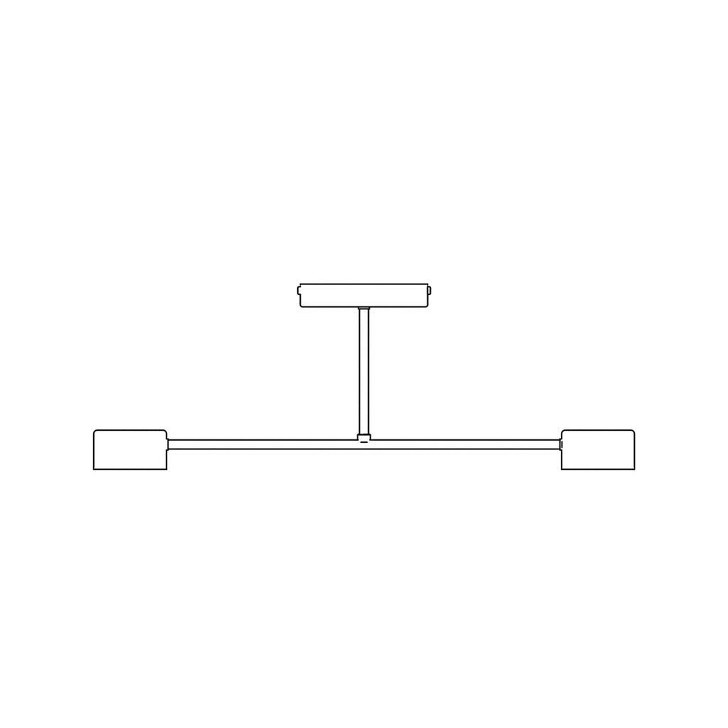 Plafondlamp staal Scandinavisch Halo zwart, 2 GX53-fittingen, 60 x 20 cm, woonkamer