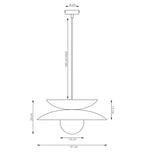 Hanglamp gepoedercoat staal en glas Nagoya, zwart en bordeaux met witte kap, Ø 41 cm, G9 led