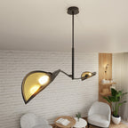 Plafondlamp Lotus gepoedercoat staal, modern, zwart met goud, 2 lichtpunten, 103 x 60 cm, woonkamer en slaapkamer