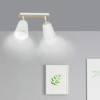 Plafondlamp staal en multiplex Scandinavisch Atlas wit, 2 spots met E27-fitting voor lage plafonds