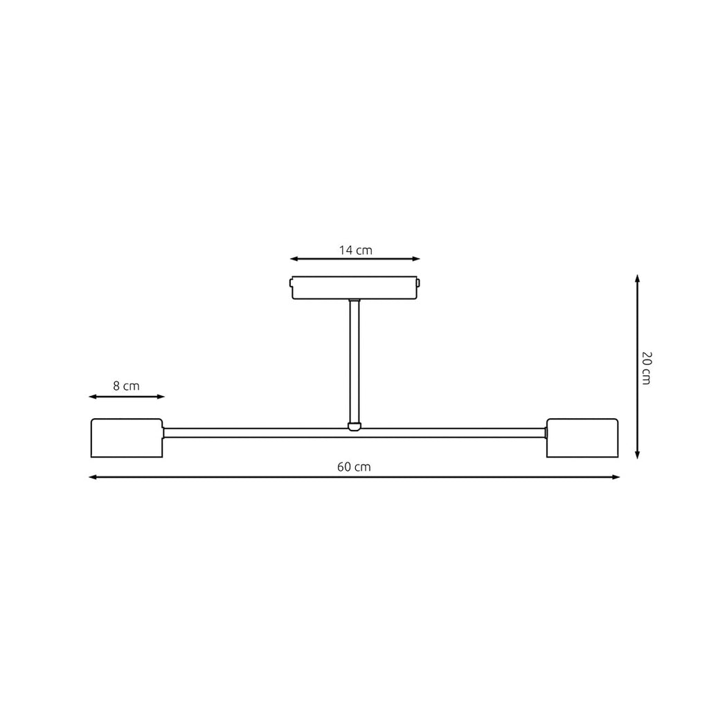 Plafondlamp staal Scandinavisch Halo zwart, 2 GX53-fittingen, 60 x 20 cm, woonkamer