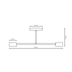 Plafondlamp staal Scandinavisch Halo zwart, 2 GX53-fittingen, 60 x 20 cm, woonkamer