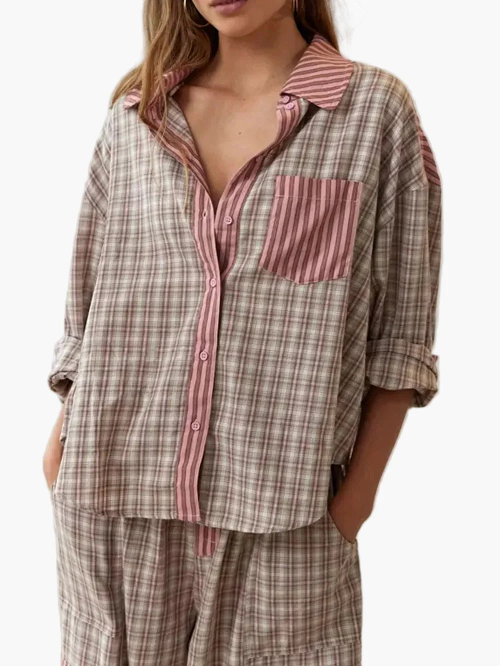 Women's Pajama Set Oversize Two-Piece – Modern Loungewear for Home and Sleep
