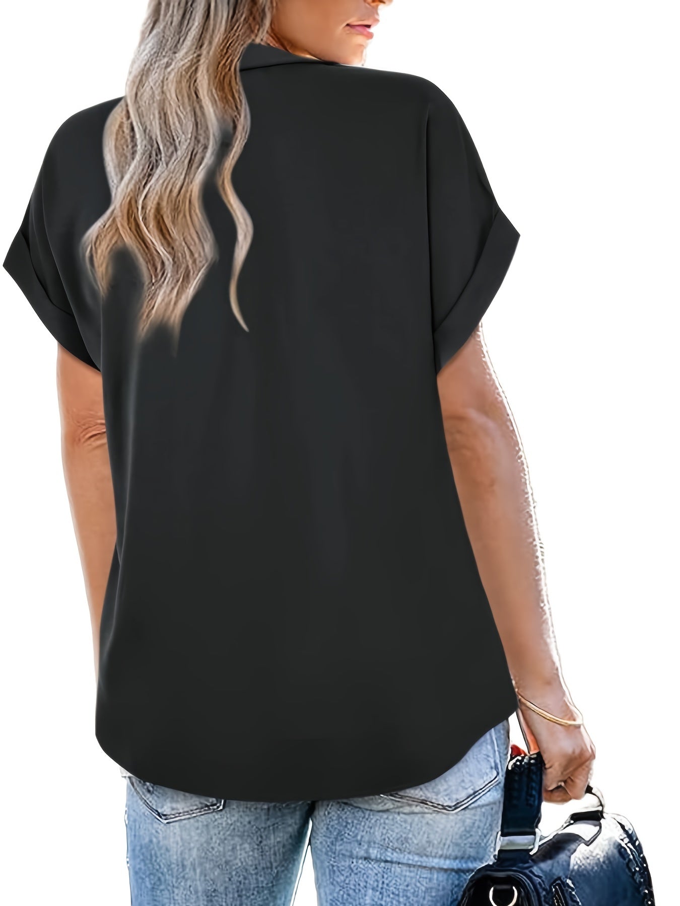 Women's Blouse Elegant Casual Short Sleeve V-Neck Summer Top