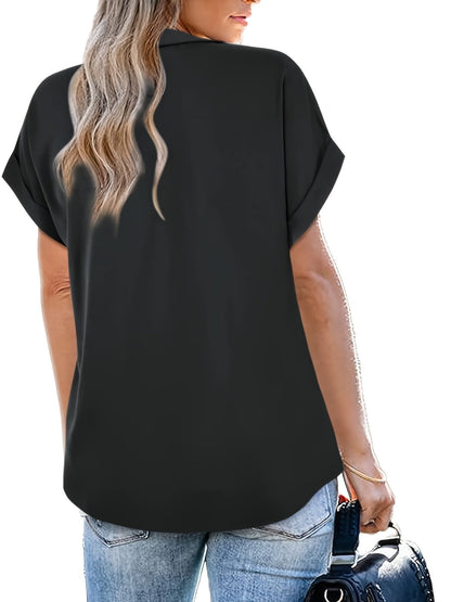 Women's Blouse Elegant Casual Short Sleeve V-Neck Summer Top