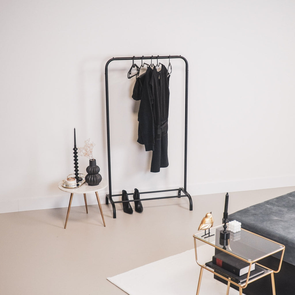 Kledingrek metaal zwart met open frame en onderrail – 80 x 40 x 150 cm, voor kleding en woonaccessoires