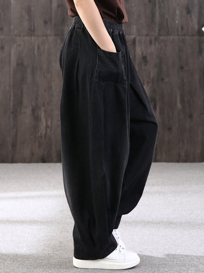 Women's loose-fitting jeans harem pants – wide casual pants with large pockets