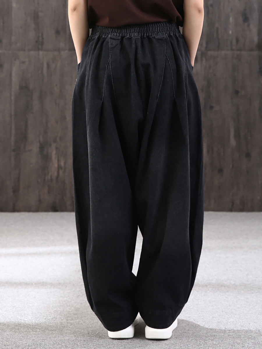 Women's loose-fitting jeans harem pants – wide casual pants with large pockets