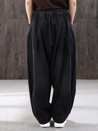 Women's loose-fitting jeans harem pants – wide casual pants with large pockets