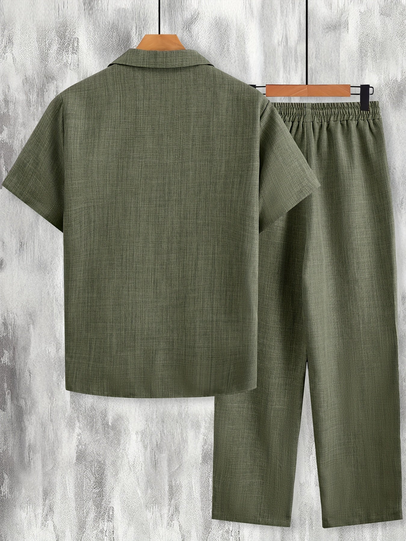 Men's Casual Suit Set – Short-Sleeve Shirt & Pants, Modern Summer Look for Everyday and Vacation