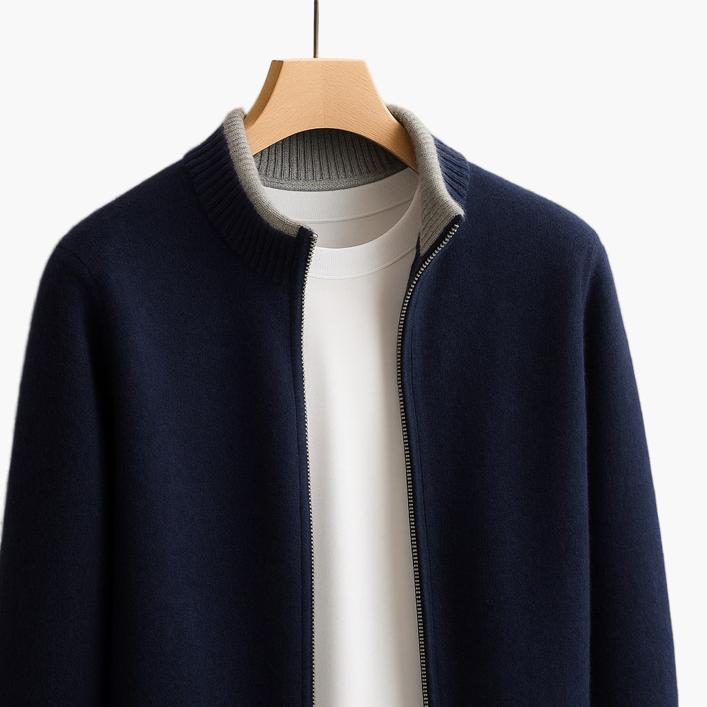 Men's cardigan with zipper – Modern business and casual style