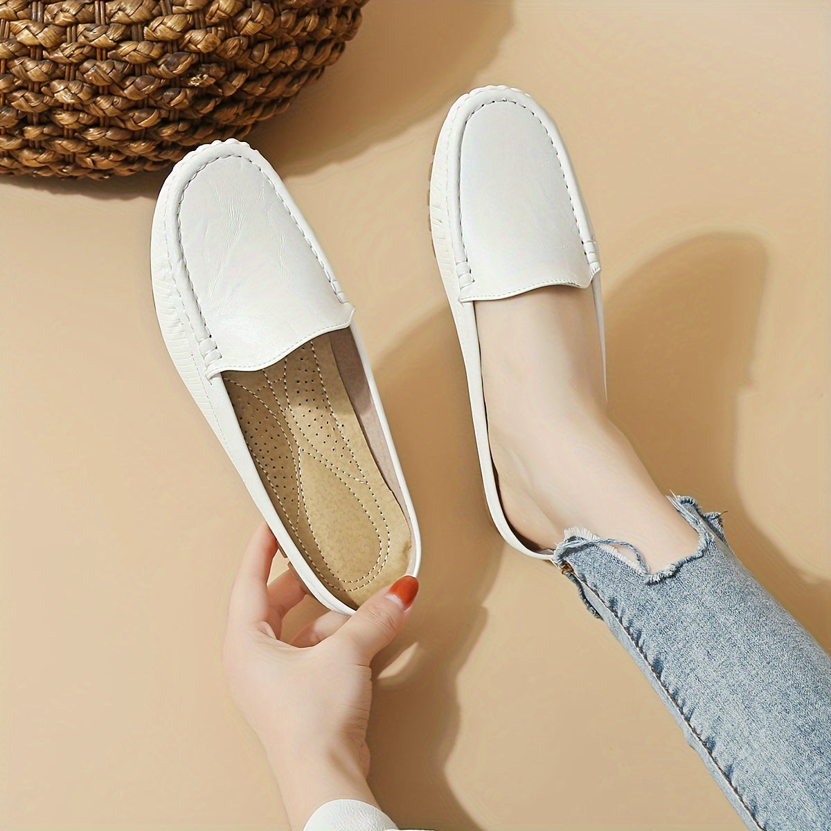 Damen Mokassins Preppy Stil Penny-Loafer Bequem Alltagsschuhe