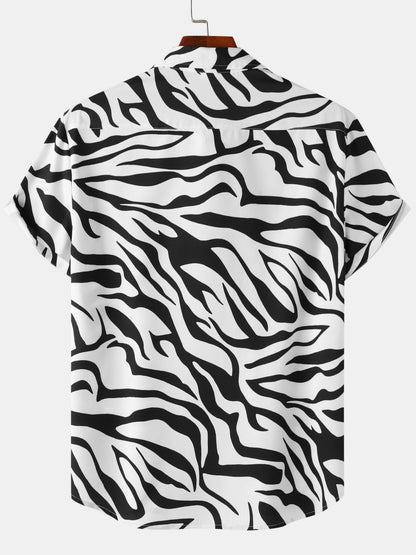 Herren Kurzarm Resort Hemd mit Zebra Muster – Modisches Statement für Freizeit und Urlaub