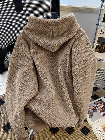 Unisex Flauschiger Hoodie mit Kapuze und Kängurutasche