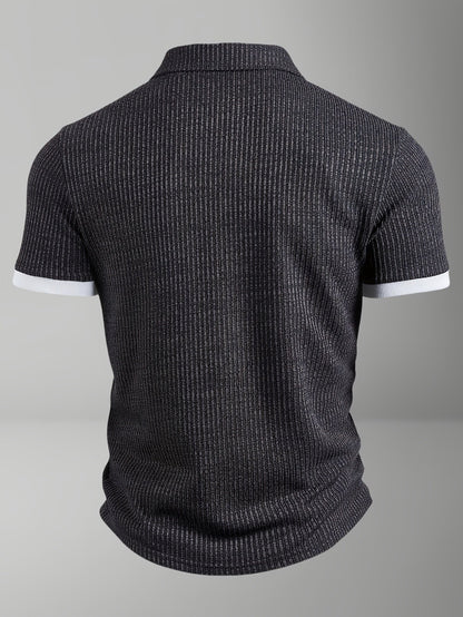Men's Modern Fit Short Sleeve Polo Shirt – Textured Casual Classic for Office & Everyday Wear