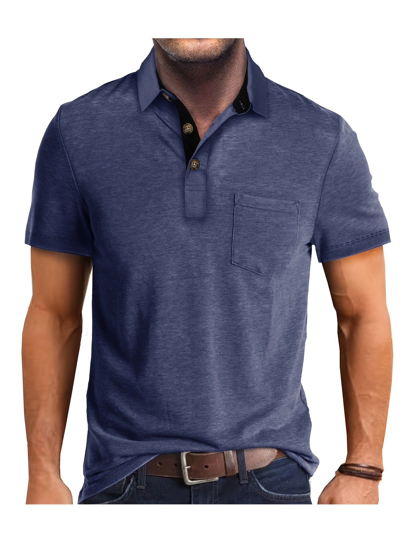 Men's Polo Shirt with Chest Pocket – Modern, Casual Polo Shirt for Everyday and Leisure Wear