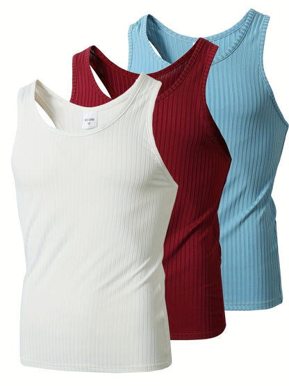 Men's Sports Tank Top Set – Casual Fitness and Leisure Undershirts, Pack of 3