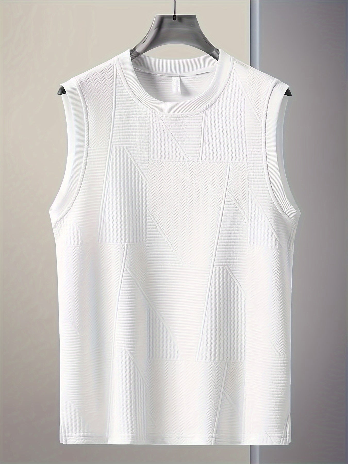 Men's Sleeveless Casual Tank Top – Modern Textured Design, Summer Leisure Shirt