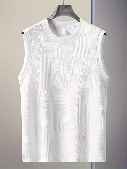 Men's Sleeveless Casual Tank Top – Modern Textured Design, Summer Leisure Shirt