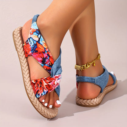 Damen Sommer-Sandalen mit Kreuzband und offener Zehenpartie – Modische Freizeitschuhe für Alltag und Urlaub