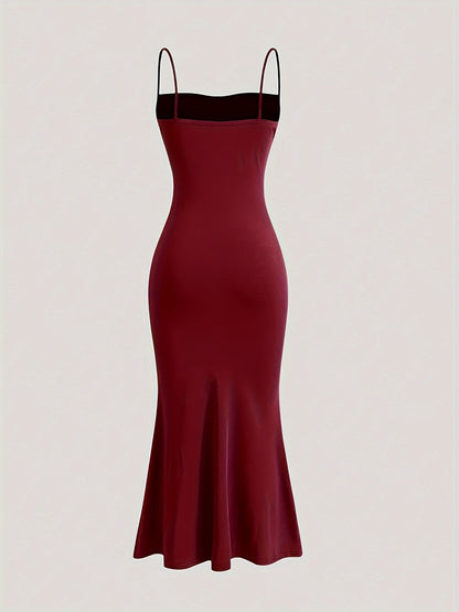 Women's evening dress with spaghetti straps and figure-flattering ruching – elegant maxi dress for festive occasions
