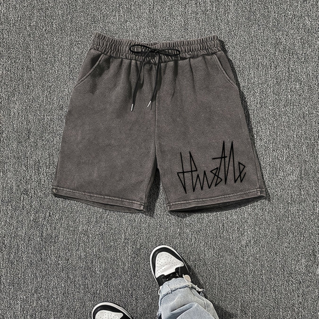 Herren Streetwear Shorts mit „Hustle“-Print – Lässige Urban Style Shorts für Alltag und Freizeit