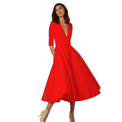 Jasmine – V-neck Dress in Retro 60s Swing Style