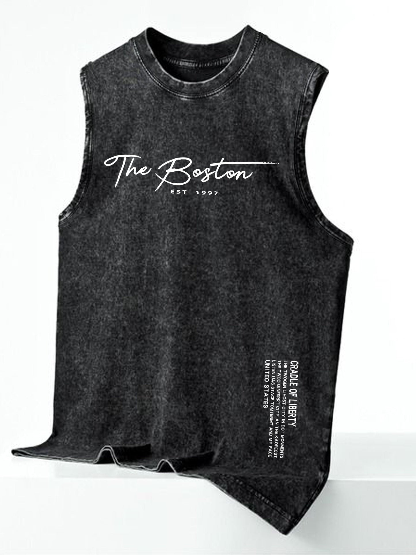 Men's streetwear sleeveless tank top with vertical graphic print – urban casual shirt