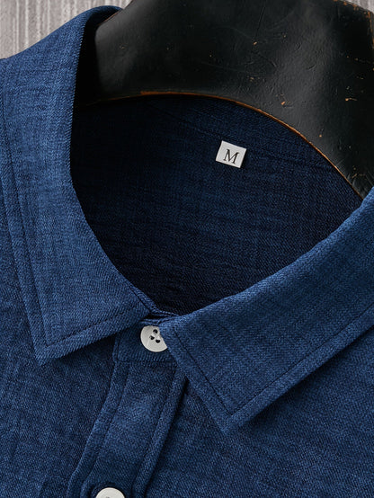 Men's Casual Short-Sleeve Shirt with Button Placket – Summer Regular Fit, Modern Design