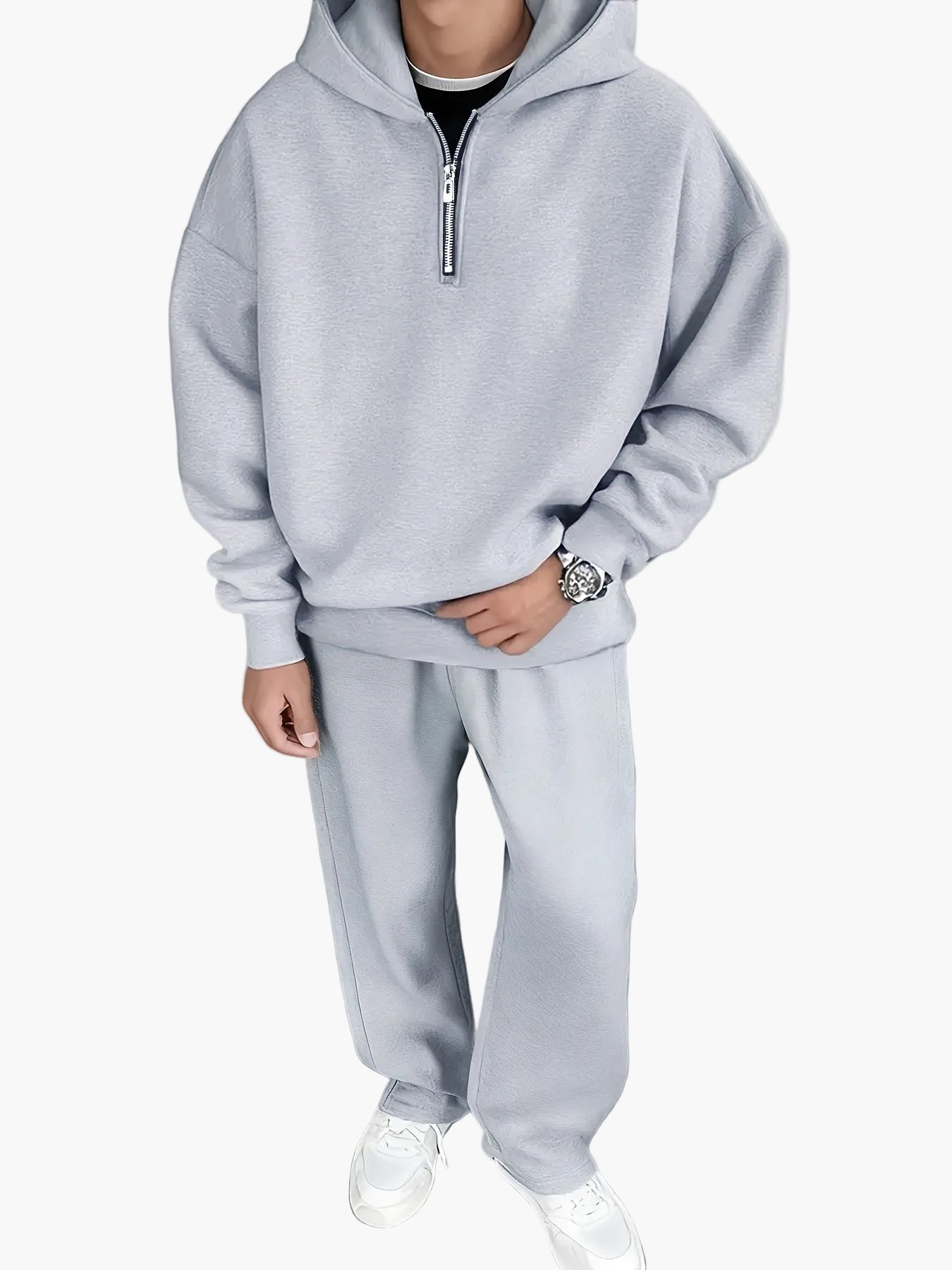 Men's Loose-Fitting Hooded Sweatshirt and Sweatpants Set Street Clothing Leisurewear