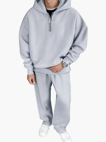 Men's Loose-Fitting Hooded Sweatshirt and Sweatpants Set Street Clothing Leisurewear