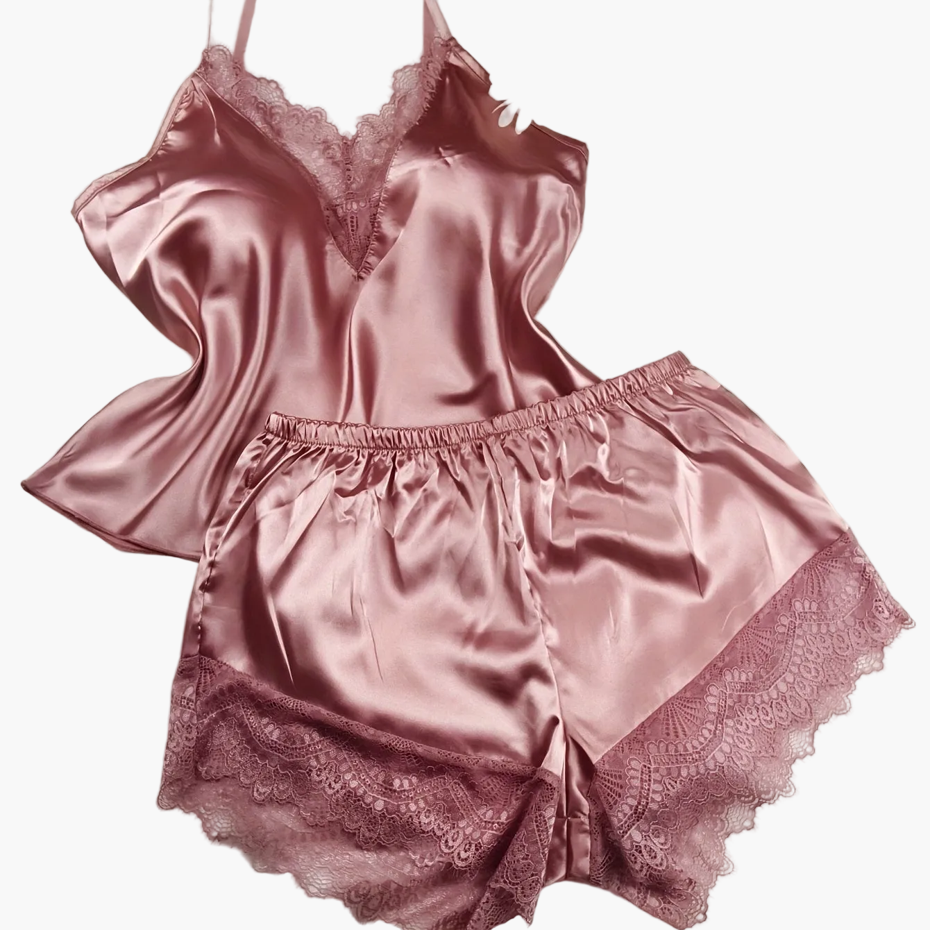 Women's Pajama Set – Seductive Lace Look, Two-Piece, Sexy Nightwear for Spring and Summer
