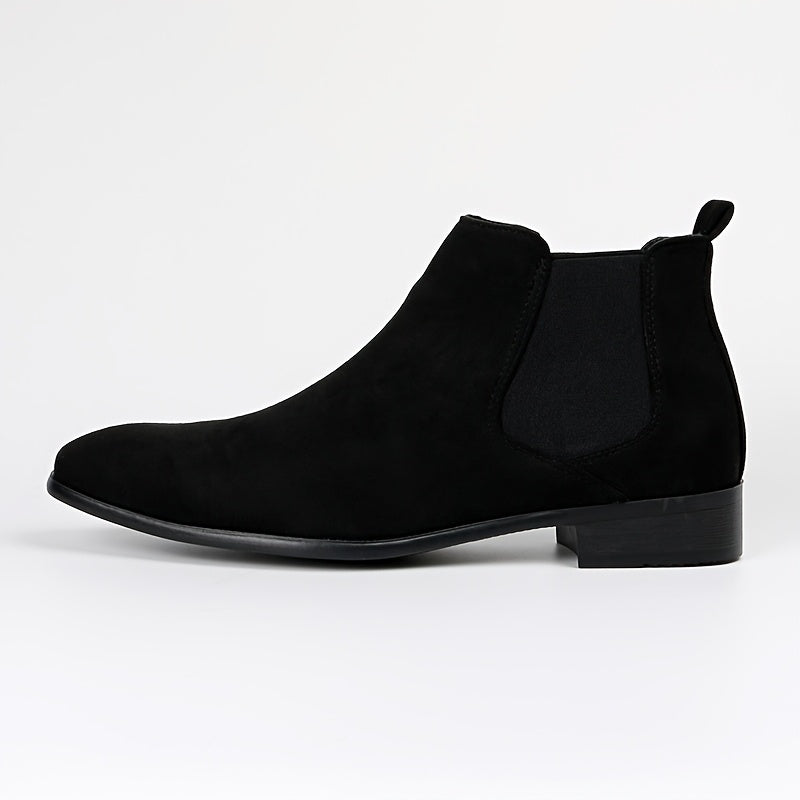 Chelsea boots for men, suede-look, elastic side panel, low heel