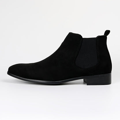Chelsea boots for men, suede-look, elastic side panel, low heel