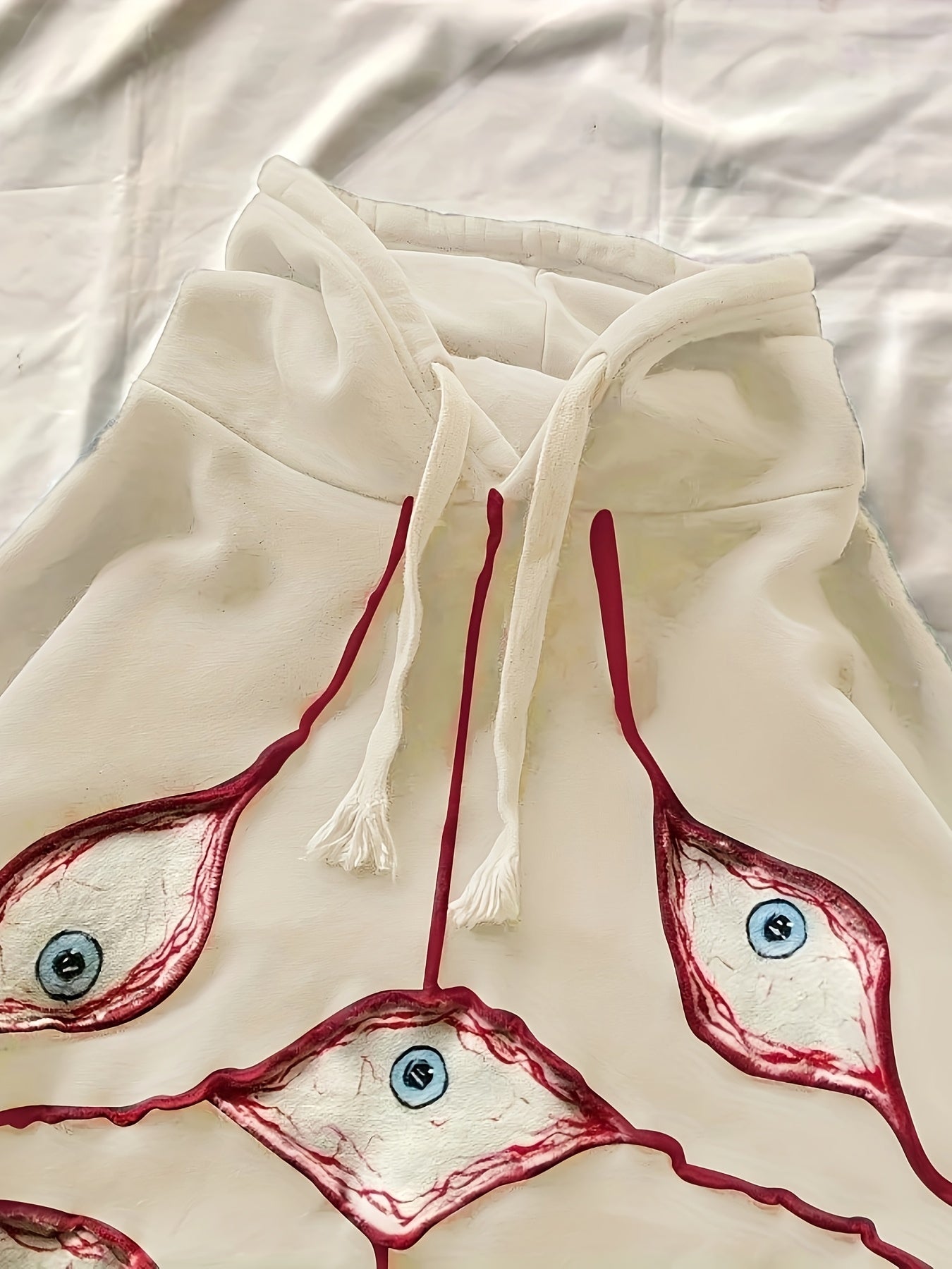Hoodie with eye motif, relaxed fit, dark gray