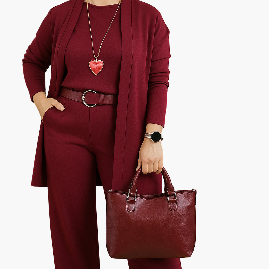 Women's 3-Piece Elegant Business Casual Set – Suit with Blazer, Shirt, and Pants for Office & Everyday