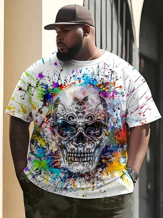 Men's Oversize T-Shirt with Skull Splash Print – Urban Streetwear Style