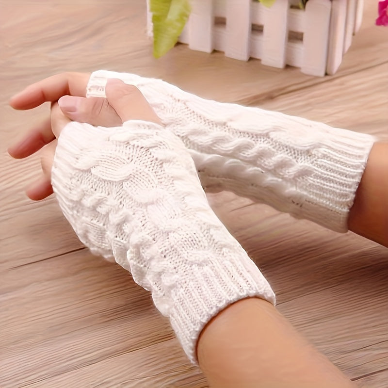 Strick Stulpen Fingerlose Handschuhe Damen Winter