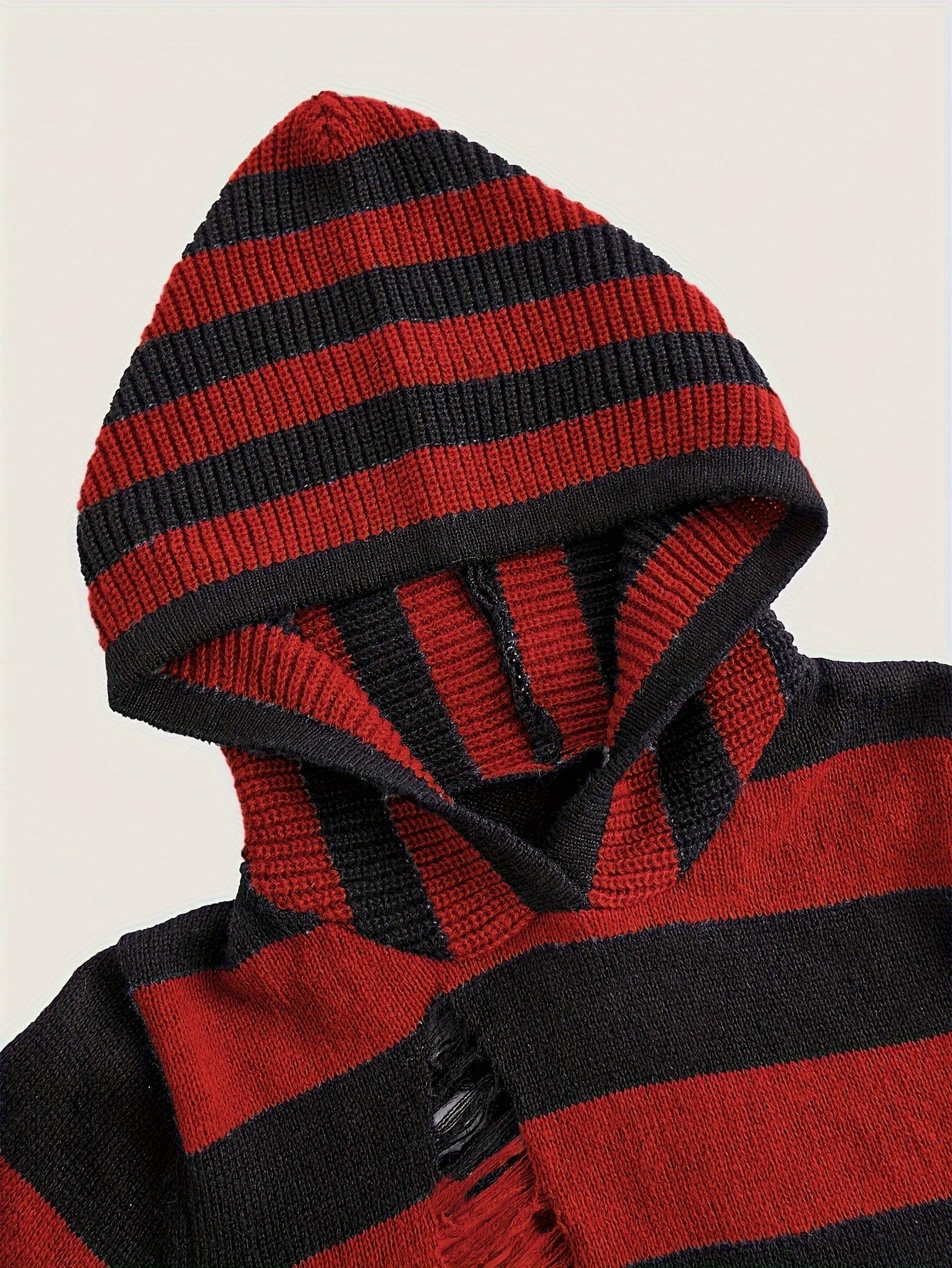 Gestreiftes Crop Top Hoodie mit Kapuze und weiten Ärmeln
