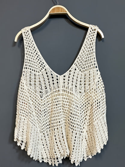 Women's Boho Crochet Top with Tassels and Beads – Casual Summer Vest for Beach and Leisure